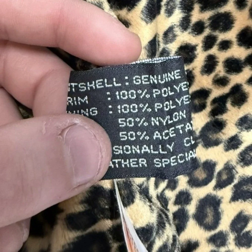 Leather Limited Black Genuine Leather Jacket Leopard Print Lining Womens Medium - Picture 5 of 6